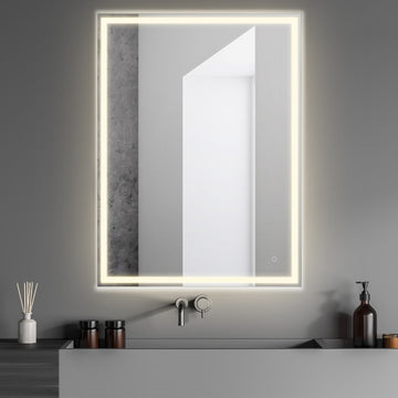 Pax Rectangular Frameless Anti-Fog Aluminum Front/Back-lit Tri-color LED Bathroom Vanity Mirror with Smart Touch Control